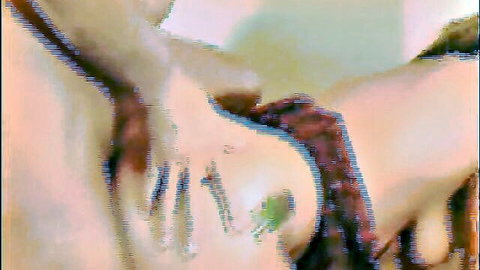 Hands grabbing curvy brunette MILF's huge bare tits and fat ass cheeks
