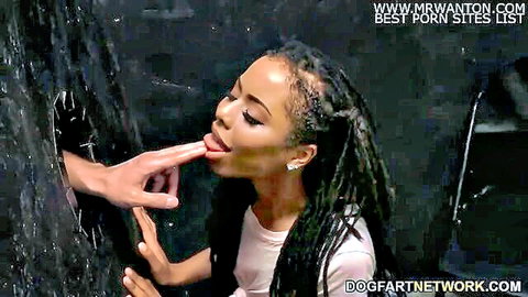 Kira Noir fingered at gloryhole in steamy Dogfart interracial scene