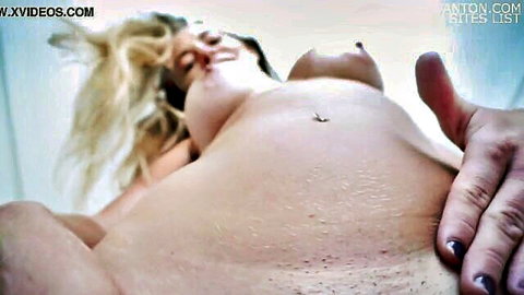 Blonde pregnant model Launch topless in giantess fetish scene with hand on belly