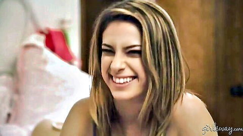 Veronica Rodriguez and Melissa Moore smiling in lesbian fur pie play