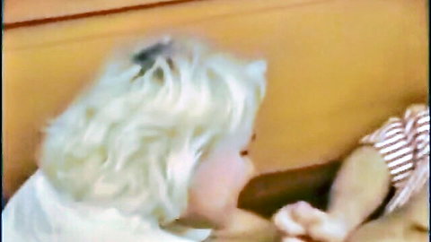 Mature blonde Russian woman in oral sex scene