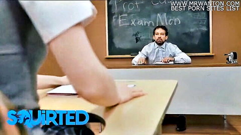 Ashley Lane teases pussy before professor in class - Squirted