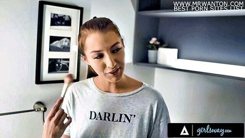 Kenna James playfully flipping off camera in DARLIN' t-shirt, solo tease