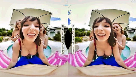 Madelyn Monroe, Madison Morgan, Lexi Luna topless poolside threesome fun