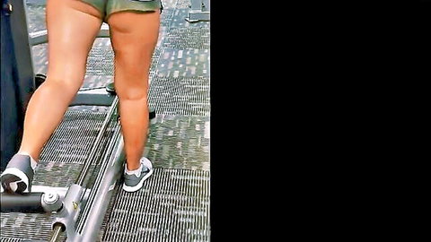 Trina teasing with thick ass and legs in short gym shorts