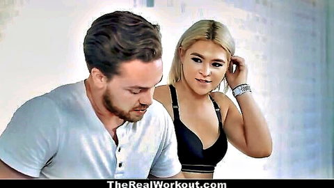Blonde Rharri Rhound in sexy workout tease with partner
