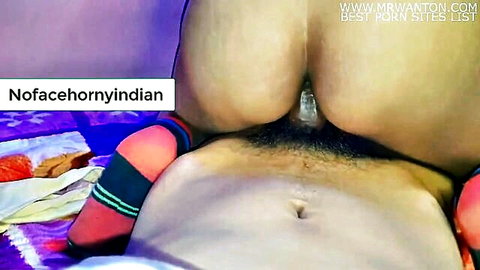 Horny Indian college couple in cowgirl sex position, explicit penetration view