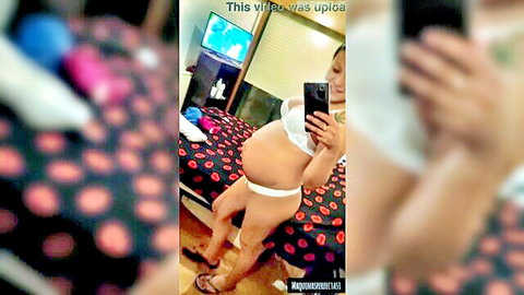 Pregnant Maquinasperfectas in white lingerie selfie pose