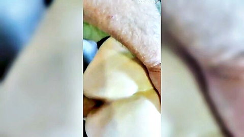 Blurry close-up of horny housewife's pale skin and curves in explicit scene