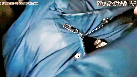 Vera Mill unzipping jacket in car, teasing with exposed breasts