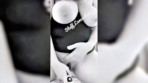 Amateur woman with hanging tits using rabbit vibrator solo