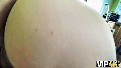 Close-up of large pale buttocks in VIP4K fast food worker scene