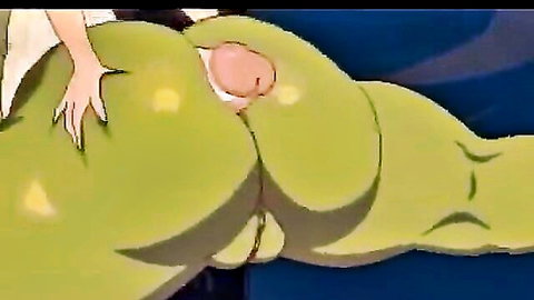Hentai orc anal sex scene with curvy woman in white outfit