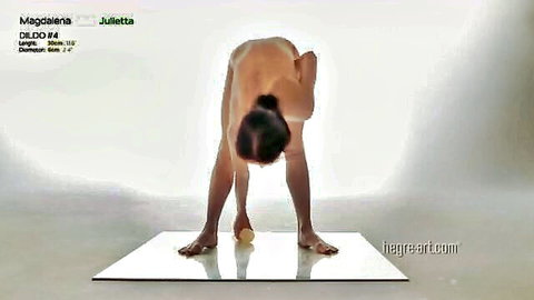 Petite Asian model Julietta nude in flexible arched pose