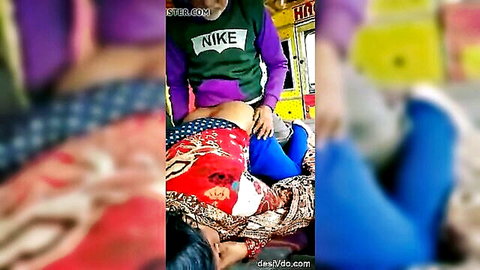Desi Indian woman in red saree intimate with man in Nike sweatshirt