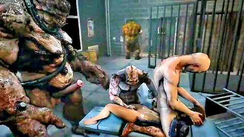 Ashley and FemShep stuffed by monstrous cocks in sci-fi gangbang