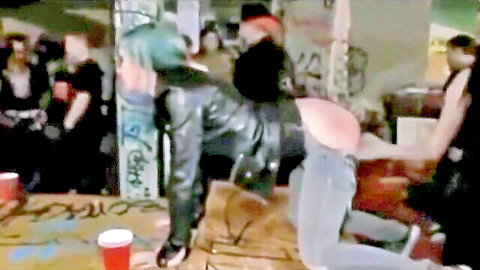 Krysta Kaos exposed in humiliating doggy position at wild party