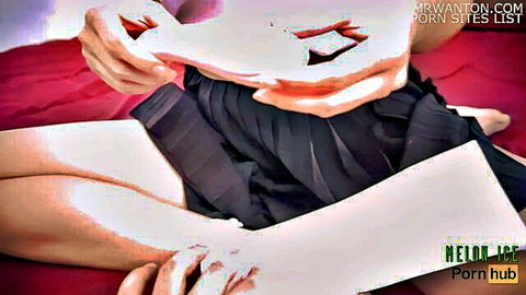Melon Ice teasing with upskirt pose on bed, Asian amateur solo