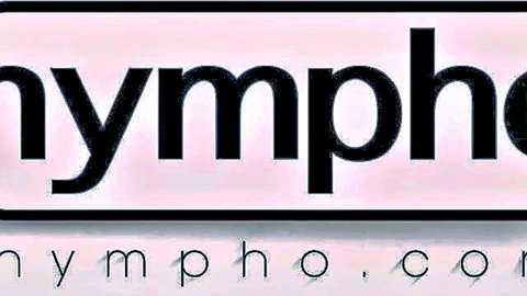Nympho.com logo on pink background with black stylish text