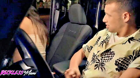 Autumn Falls in teasing car ride with cleavage in Reckless in Miami