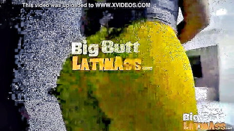 Latina with huge ass bending over in tight yellow shorts showing big butt cheeks