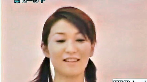 Smiling Japanese MILF in pigtails for nudist volleyball JAV