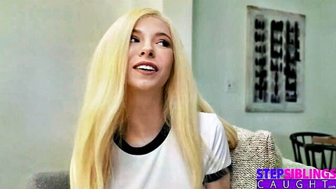 Kenzie Reeves as step sis staring playfully in white shirt, Step Siblings Caught