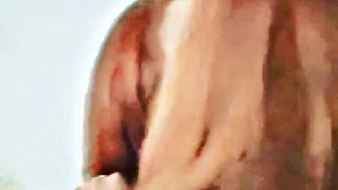 Closeup of spread white ass cheeks exposing hairy anus and wet pussy lips