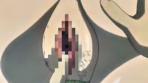Pixelated hentai closeup of cock penetrating tight pink pussy between curvaceous beige hips