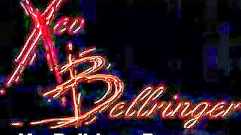 Glowing red neon sign displaying X Bellringer in cursive font