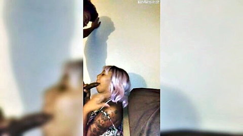 Brandy sucks Daddy's cock deep, swallows cum in amateur BJ