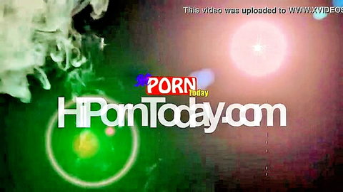 Vibrant porn promo screen for HPornToday video uploaded to XVideos with glowing lights and smoke