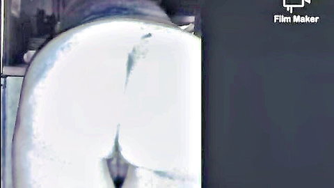 Close-up of pale woman's big ass with visible anus in anal scene