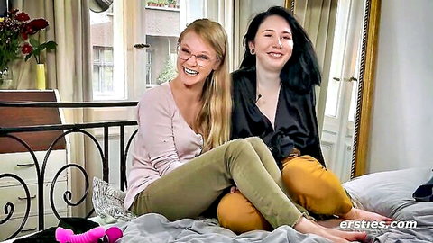 Holly dominates Joana's first lesbian experience with toy play on Ersties