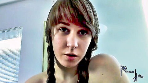Brunette teen in Princess Leia pigtails, bare shoulder tease from Stepdad's Anal Princess