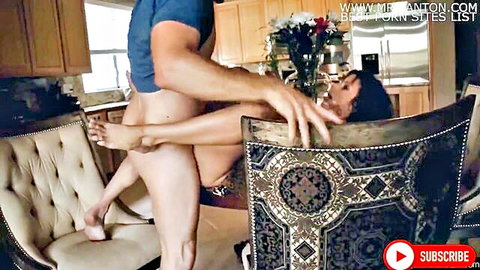Alexis Fawx MILF bent over chair getting fucked doggy style