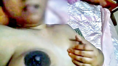 Sudha's big dark boobs and nipples squeezed in horny solo tease