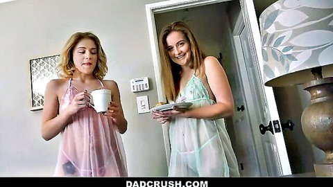 Danni Rivers and teen in sheer lingerie, flirty morning tease preview