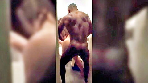 Muscular black bull with pretty white girlfriend in steamy gym encounter