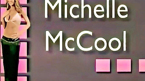 Michelle McCool posing in pink lingerie, seductive athletic blonde wrestler