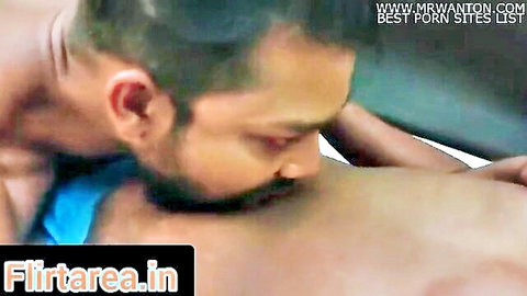 Indian maid embraced and kissed from behind by muscular employer's son