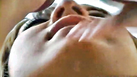 Kyoko's blissful face close-up during hairy pussy licking and rubbing