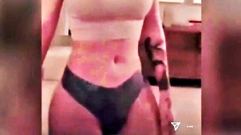 Iggy Azalea twerking in white crop top and black panties, curvy hips