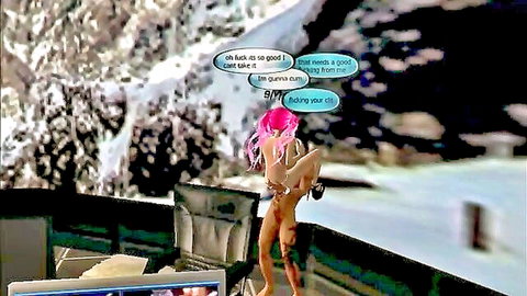 Pink-haired slim babe masturbates her clit in intense solo session
