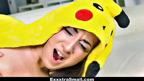 Petite girl in Pikachu costume moans during intense fuck session