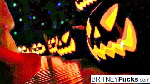 Two hot blondes in spooky Halloween scare adult scene