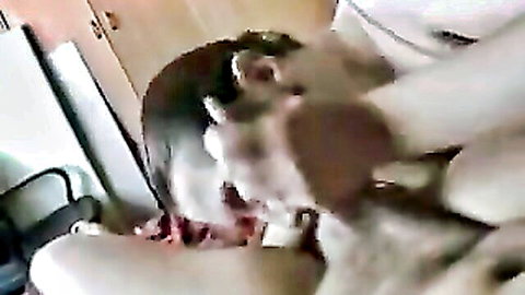 Man performs cunnilingus on woman's hairy pussy in closeup amateur homemade video