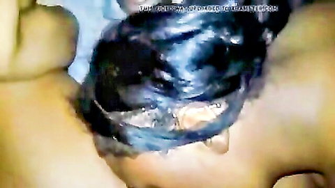 Ebony woman's face drenched in thick cumshots dripping from eyes and mouth in bukkake threesome