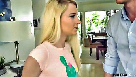 Riley Star blonde in pink tank top with stepdad in BrutalX punishment scene