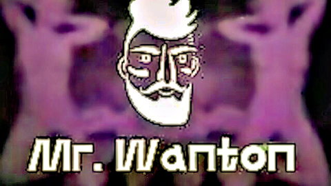 Stylized Mr. Wantonton bearded avatar on purple glitch background for Desi Indian girl video